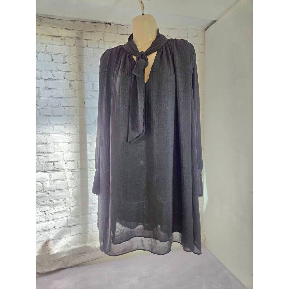 Zara Womens Size Large Black Double Layer Chiffon Blouse